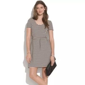 Madewell Black White Bistro Striped Knit Stretchy Sheath Dress